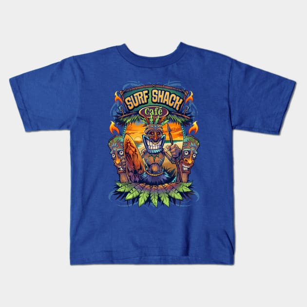 Big Kahuna Tiki Man Kids T-Shirt by FlylandDesigns